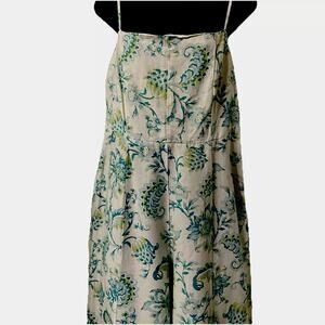 Women Rhythm NWT Jumpsuit 12/L Cairo Wide Leg Aqua White Swifty Y2K Floral Boho